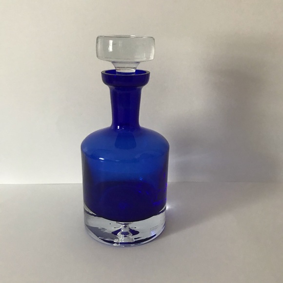 ❌SOLD❌ Krosno Poland Cobalt Blue Bubble Decanter - Picture 10 of 10